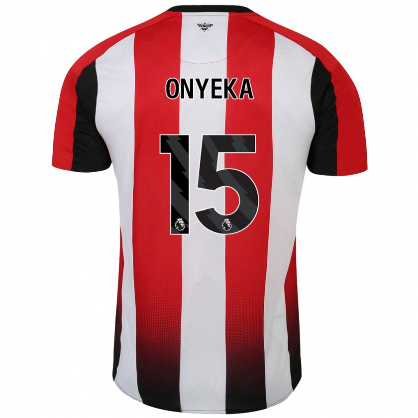 Kandiny Niño Camiseta Frank Onyeka #15 Rojo Blanco 1ª Equipación 2024/25 La Camisa Chile