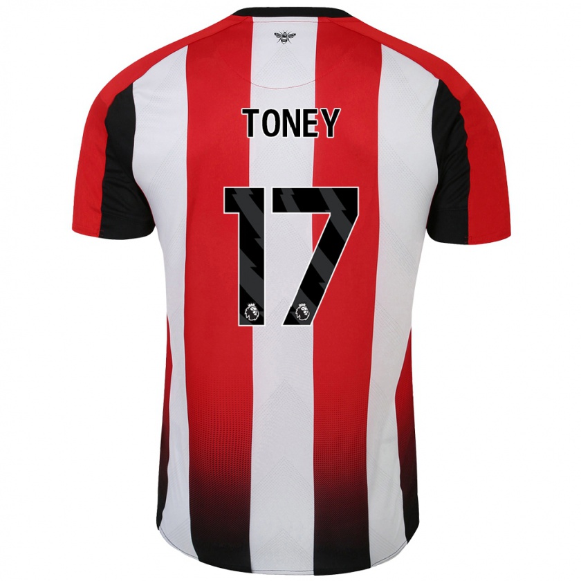 Kandiny Niño Camiseta Ivan Toney #17 Rojo Blanco 1ª Equipación 2024/25 La Camisa Chile