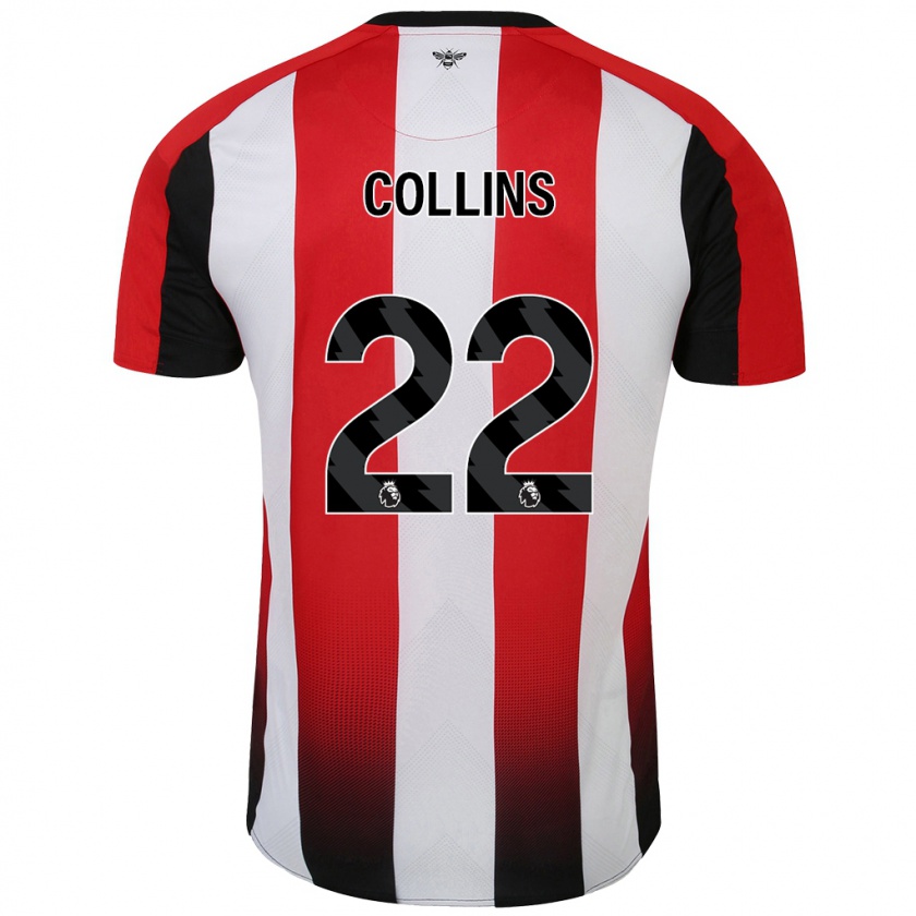 Kandiny Niño Camiseta Nathan Collins #22 Rojo Blanco 1ª Equipación 2024/25 La Camisa Chile