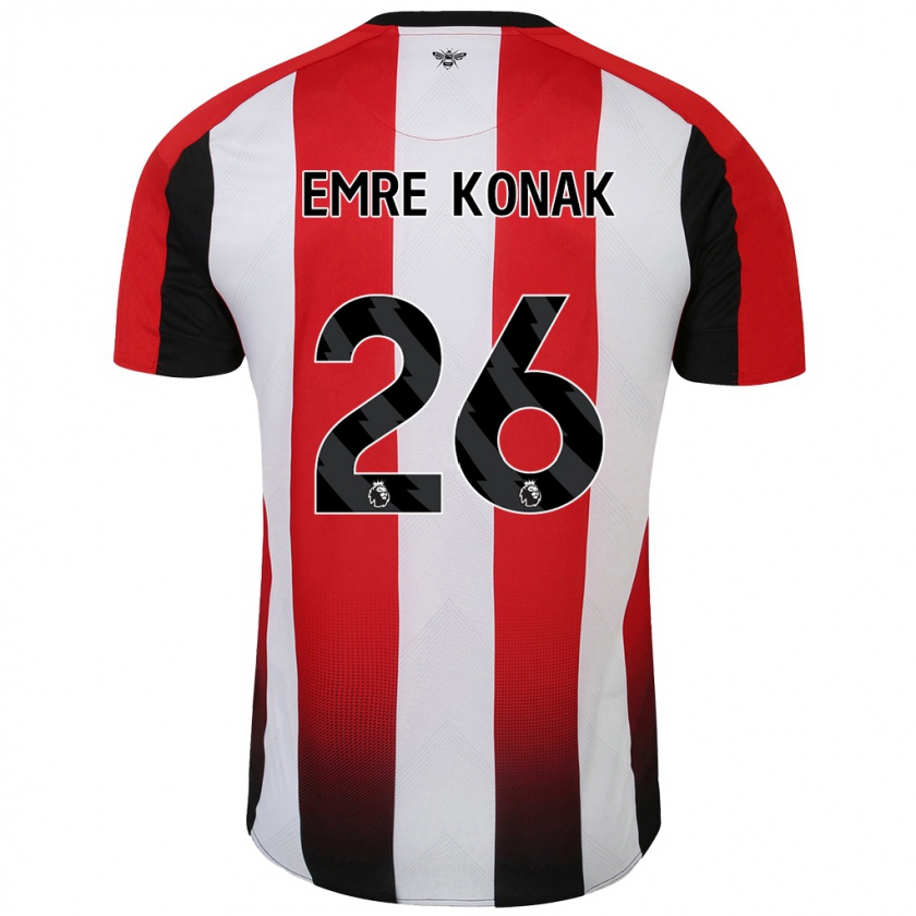 Kandiny Niño Camiseta Yunus Emre Konak #26 Rojo Blanco 1ª Equipación 2024/25 La Camisa Chile