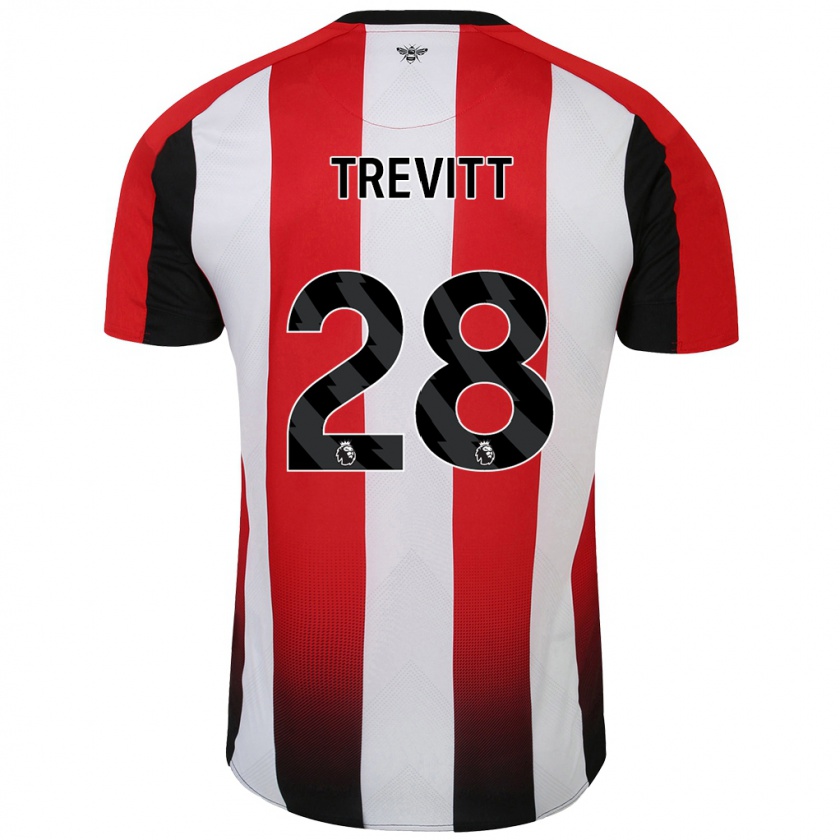 Kandiny Niño Camiseta Ryan Trevitt #28 Rojo Blanco 1ª Equipación 2024/25 La Camisa Chile