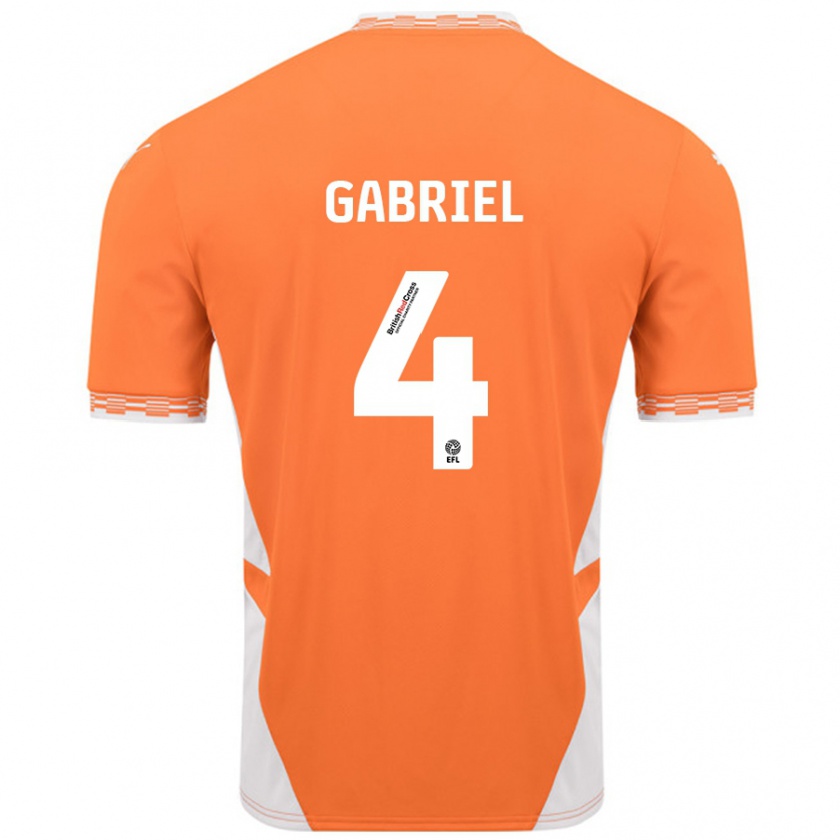 Kandiny Niño Camiseta Jordan Lawrence-Gabriel #4 Naranja Blanco 1ª Equipación 2024/25 La Camisa Chile