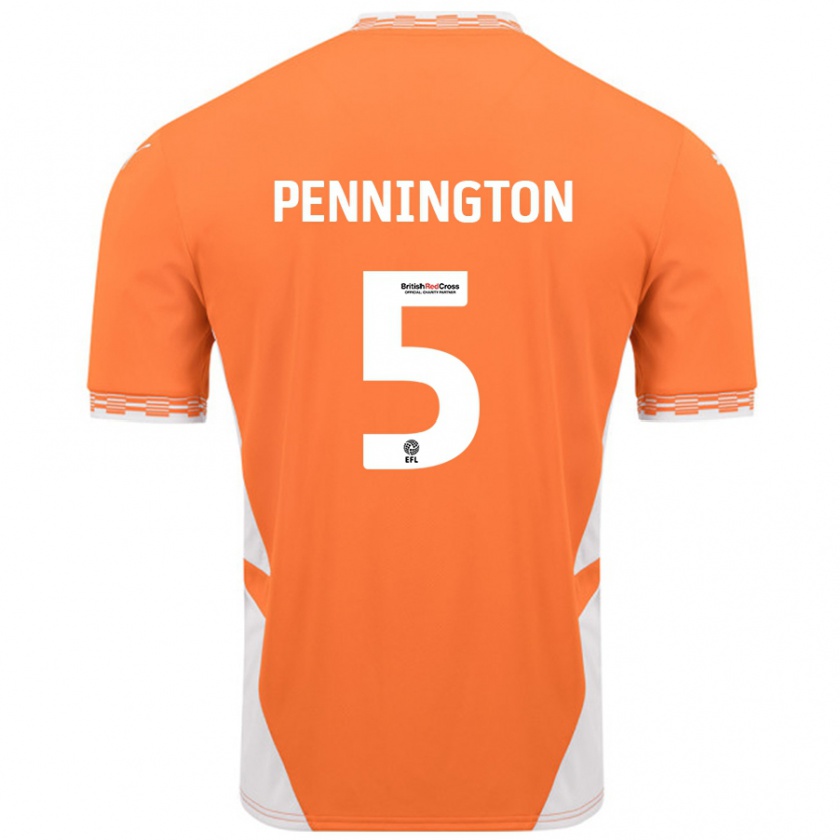 Kandiny Niño Camiseta Matthew Pennington #5 Naranja Blanco 1ª Equipación 2024/25 La Camisa Chile