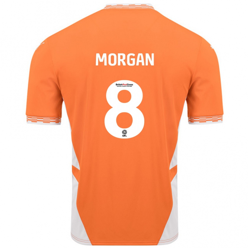 Kandiny Niño Camiseta Albie Morgan #8 Naranja Blanco 1ª Equipación 2024/25 La Camisa Chile