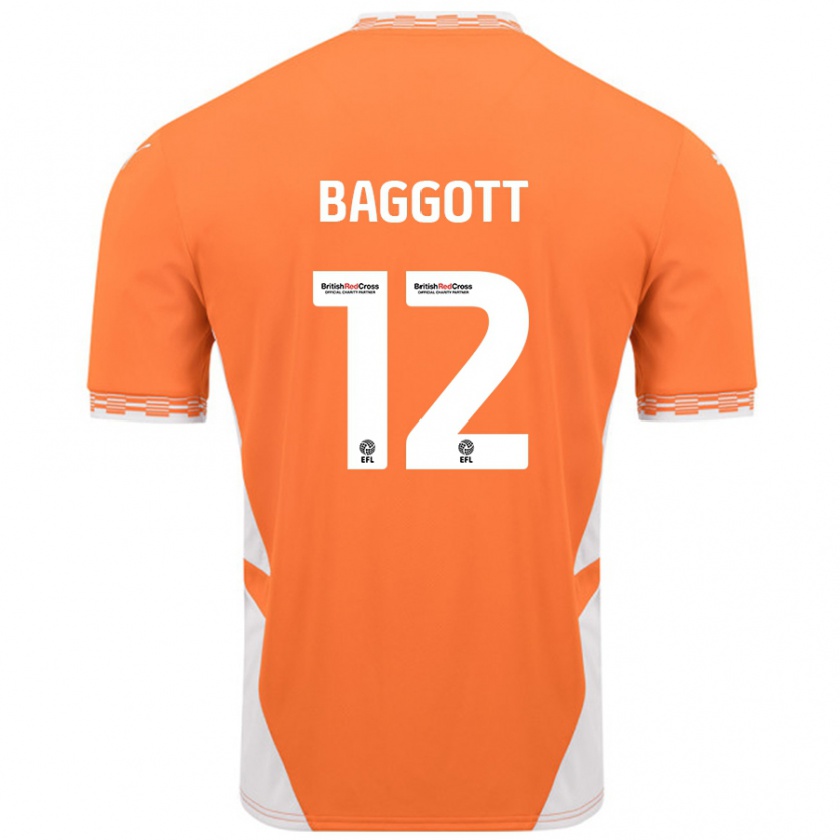 Kandiny Niño Camiseta Elkan Baggott #12 Naranja Blanco 1ª Equipación 2024/25 La Camisa Chile