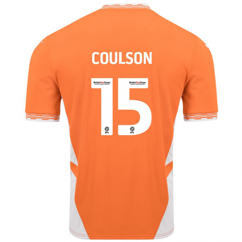 Kandiny Niño Camiseta Hayden Coulson #15 Naranja Blanco 1ª Equipación 2024/25 La Camisa Chile