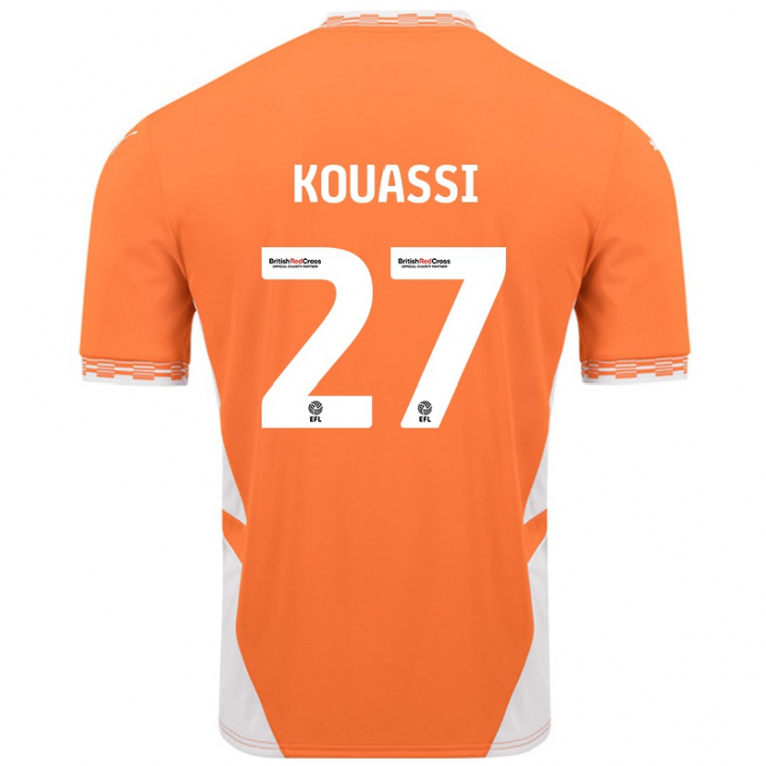 Kandiny Niño Camiseta Kylian Kouassi #27 Naranja Blanco 1ª Equipación 2024/25 La Camisa Chile