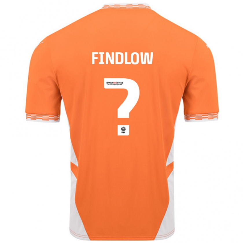 Kandiny Niño Camiseta Luke Findlow #0 Naranja Blanco 1ª Equipación 2024/25 La Camisa Chile