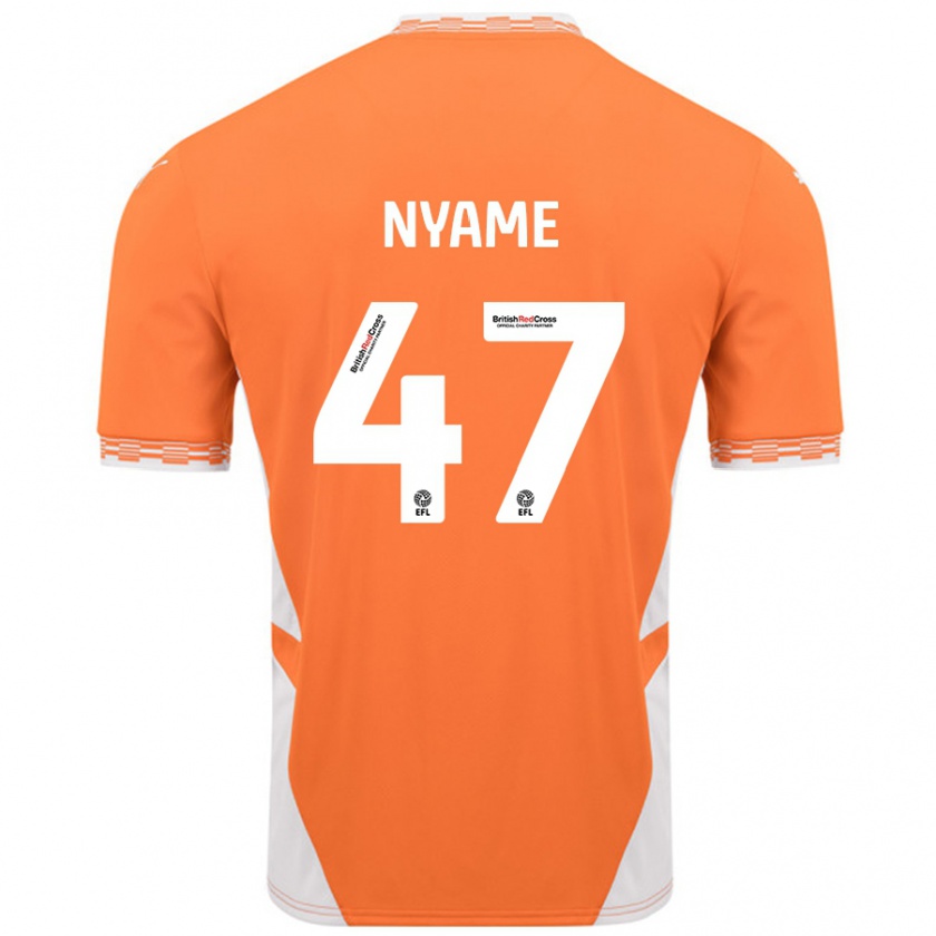 Kandiny Niño Camiseta Josh Nyame #47 Naranja Blanco 1ª Equipación 2024/25 La Camisa Chile