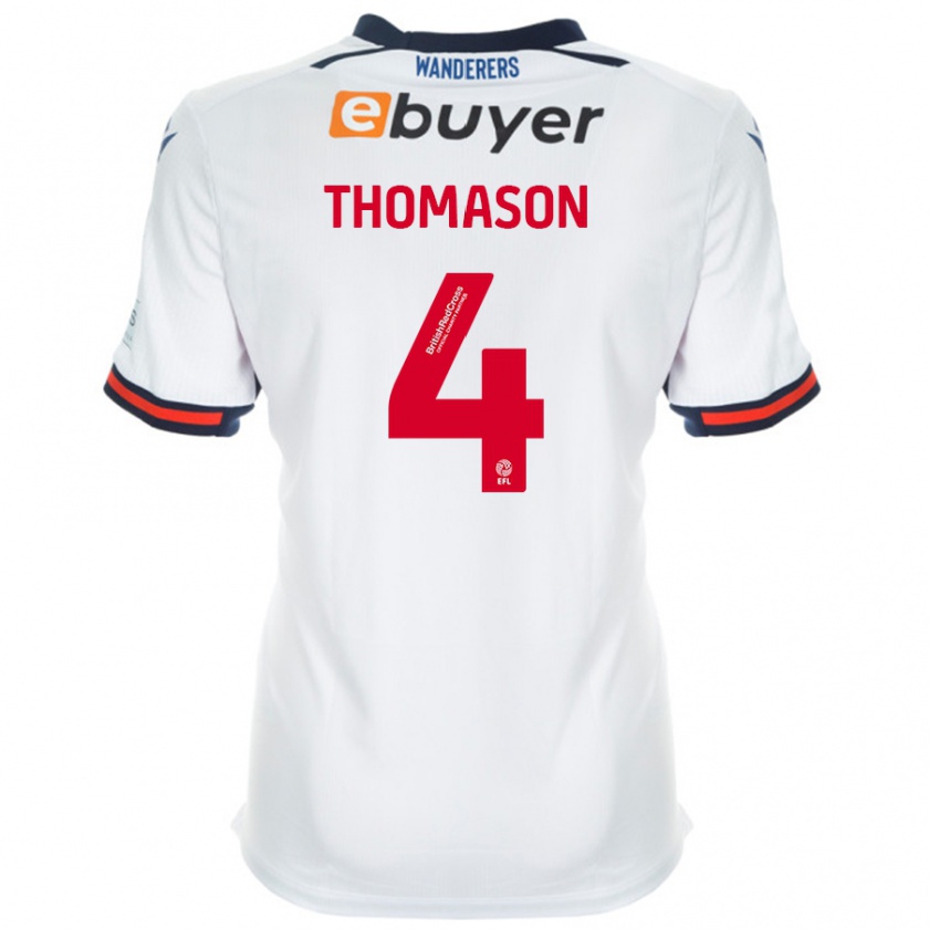 Kandiny Niño Camiseta George Thomason #4 Blanco 1ª Equipación 2024/25 La Camisa Chile