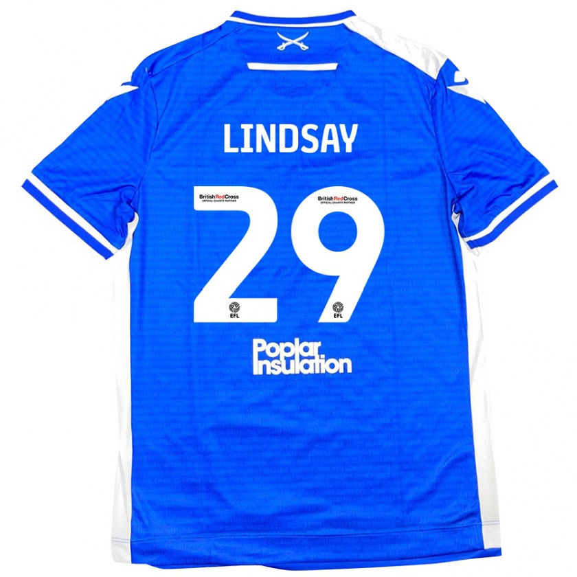 Kandiny Niño Camiseta Jamie Lindsay #29 Azul Blanco 1ª Equipación 2024/25 La Camisa Chile