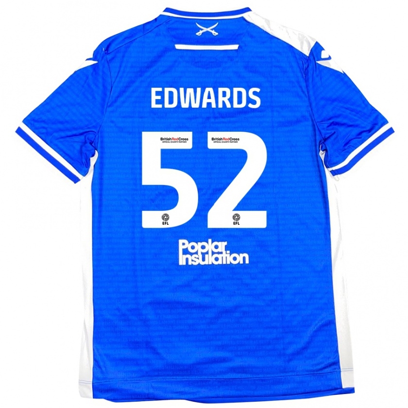 Kandiny Niño Camiseta Max Edwards #52 Azul Blanco 1ª Equipación 2024/25 La Camisa Chile