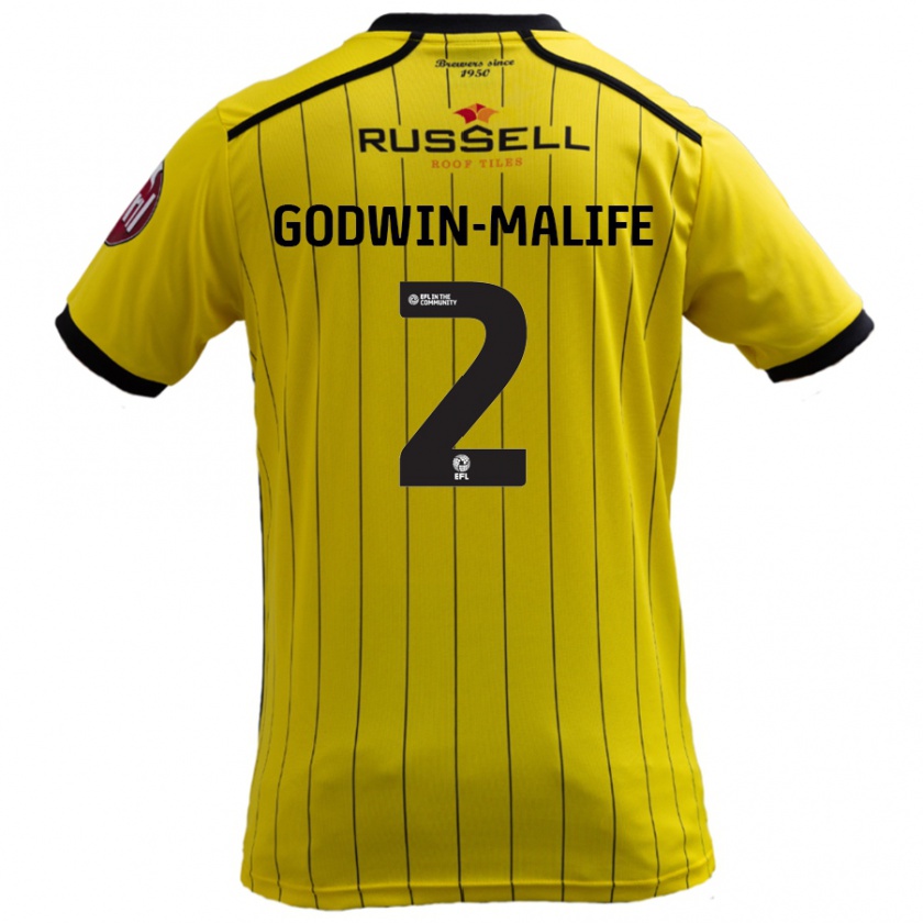 Kandiny Niño Camiseta Udoka Godwin-Malife #2 Amarillo 1ª Equipación 2024/25 La Camisa Chile