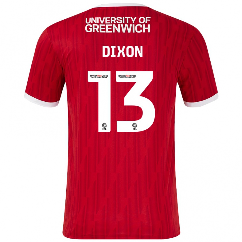 Kandiny Niño Camiseta Kaheim Dixon #13 Rojo Blanco 1ª Equipación 2024/25 La Camisa Chile