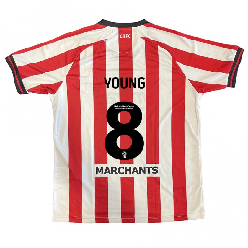 Kandiny Niño Camiseta Luke Young #8 Rojo Blanco 1ª Equipación 2024/25 La Camisa Chile