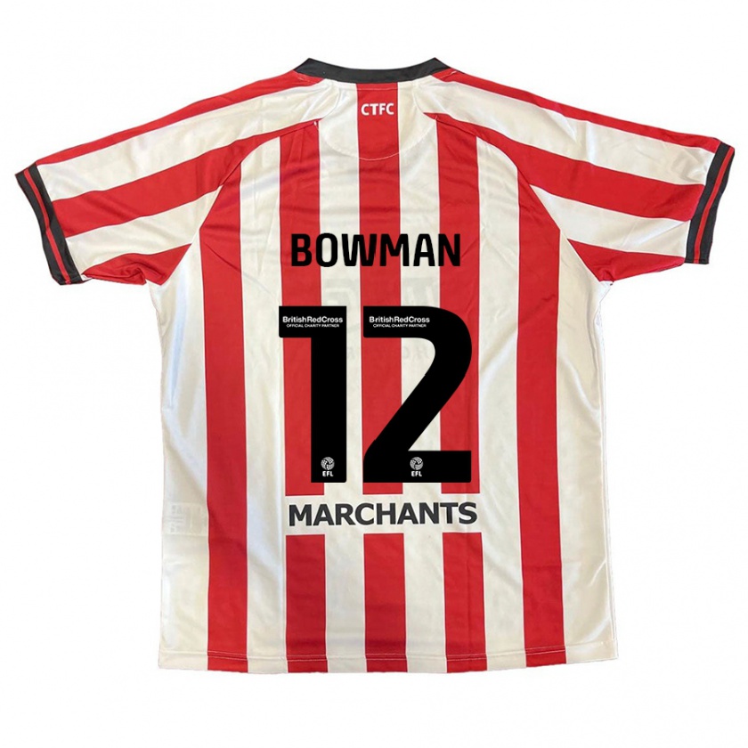 Kandiny Niño Camiseta Ryan Bowman #12 Rojo Blanco 1ª Equipación 2024/25 La Camisa Chile