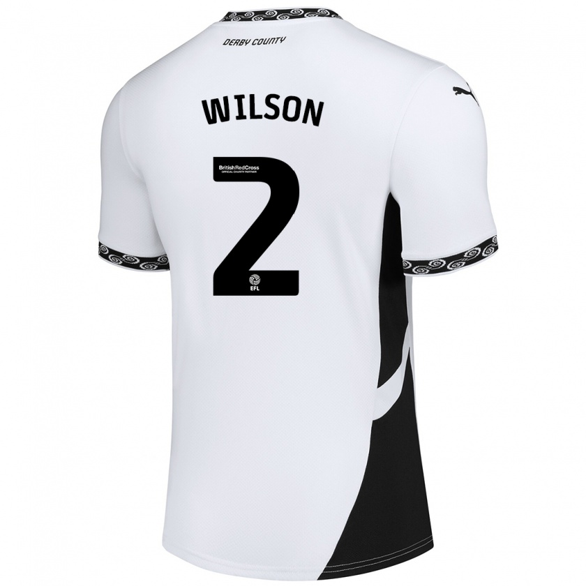 Kandiny Niño Camiseta Kane Wilson #2 Blanco Negro 1ª Equipación 2024/25 La Camisa Chile