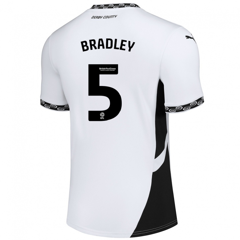 Kandiny Niño Camiseta Sonny Bradley #5 Blanco Negro 1ª Equipación 2024/25 La Camisa Chile