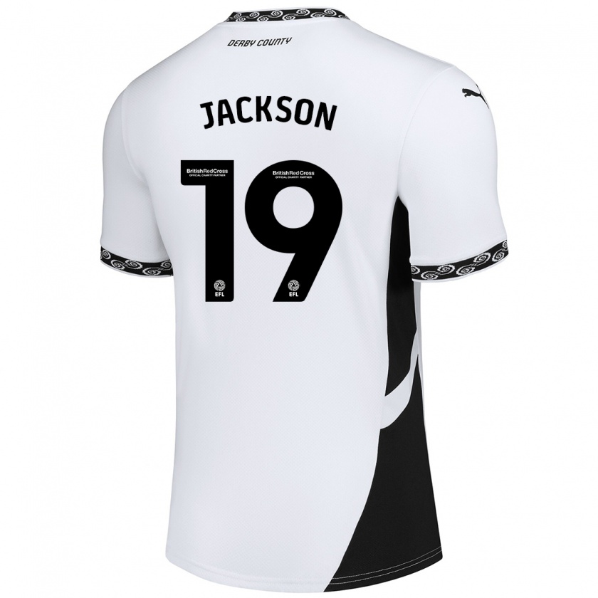 Kandiny Niño Camiseta Kayden Jackson #19 Blanco Negro 1ª Equipación 2024/25 La Camisa Chile