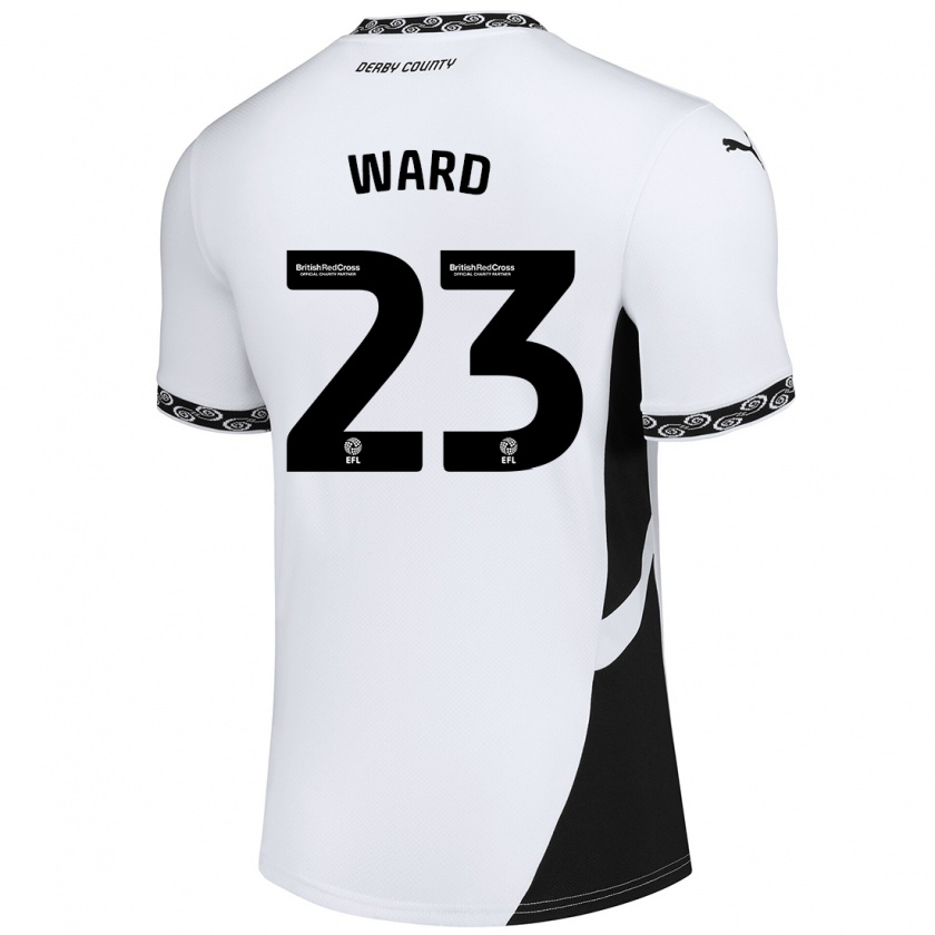 Kandiny Niño Camiseta Joe Ward #23 Blanco Negro 1ª Equipación 2024/25 La Camisa Chile