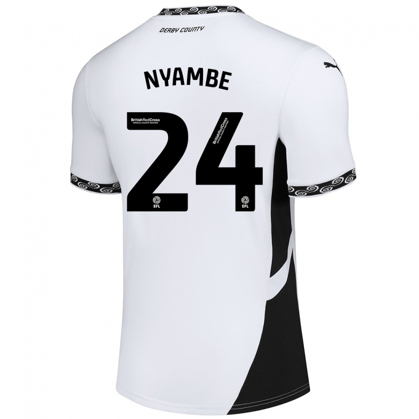 Kandiny Niño Camiseta Ryan Nyambe #24 Blanco Negro 1ª Equipación 2024/25 La Camisa Chile