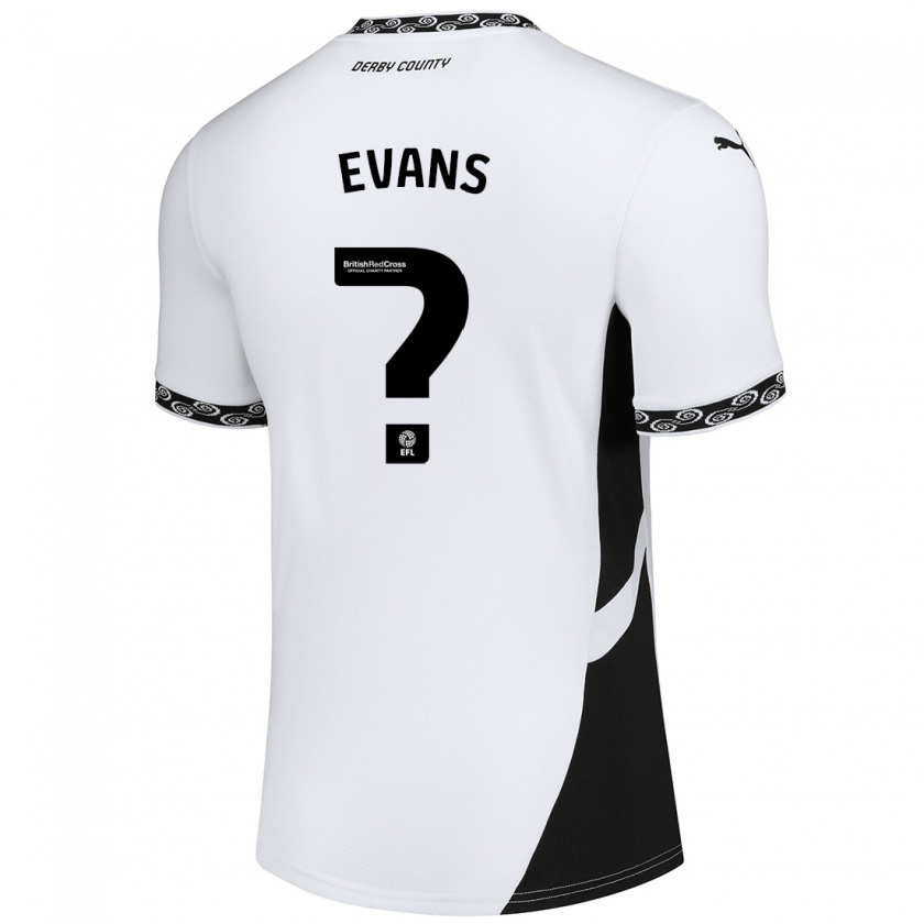 Kandiny Niño Camiseta Harry Evans #0 Blanco Negro 1ª Equipación 2024/25 La Camisa Chile