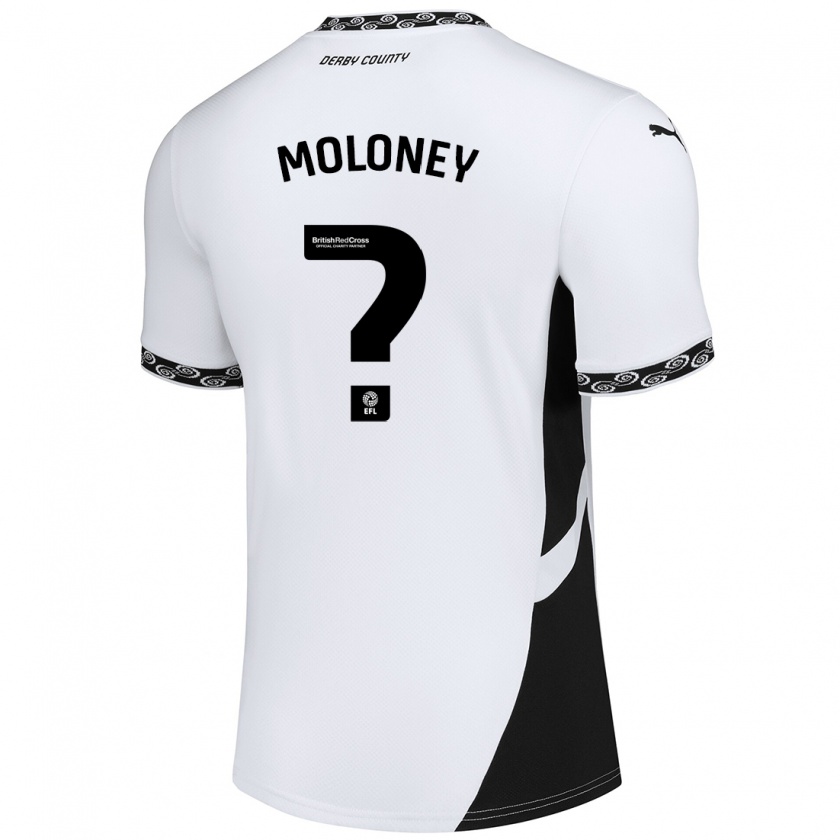 Kandiny Niño Camiseta Riley Moloney #0 Blanco Negro 1ª Equipación 2024/25 La Camisa Chile