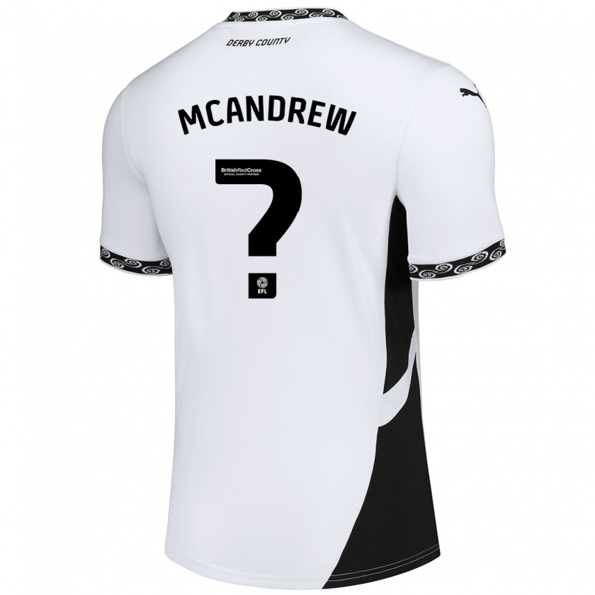 Kandiny Niño Camiseta Niall Mcandrew #0 Blanco Negro 1ª Equipación 2024/25 La Camisa Chile