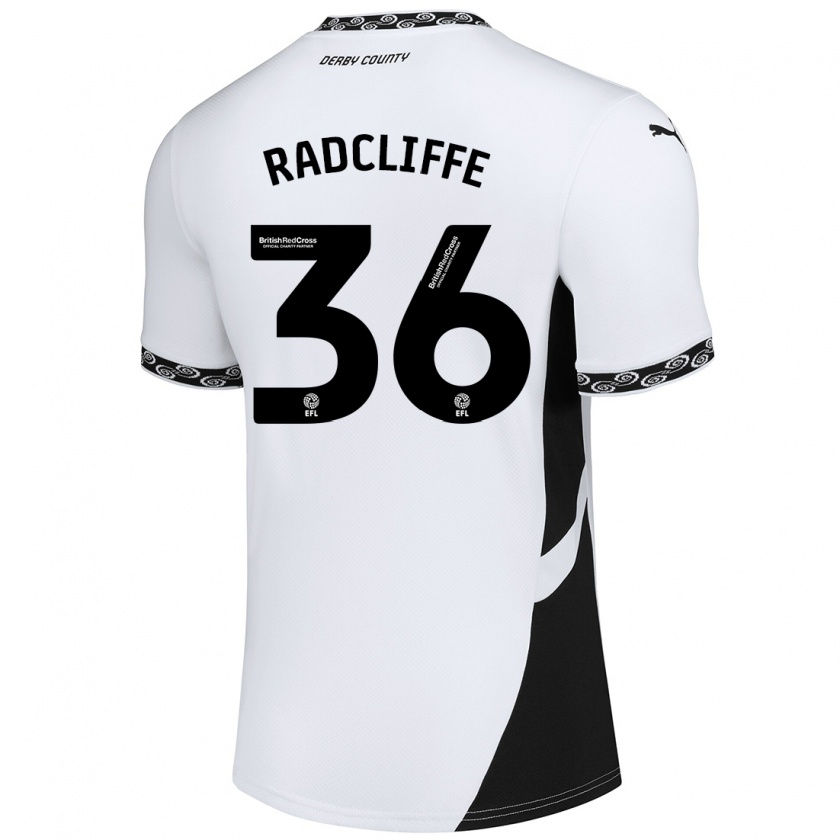 Kandiny Niño Camiseta Ben Radcliffe #36 Blanco Negro 1ª Equipación 2024/25 La Camisa Chile