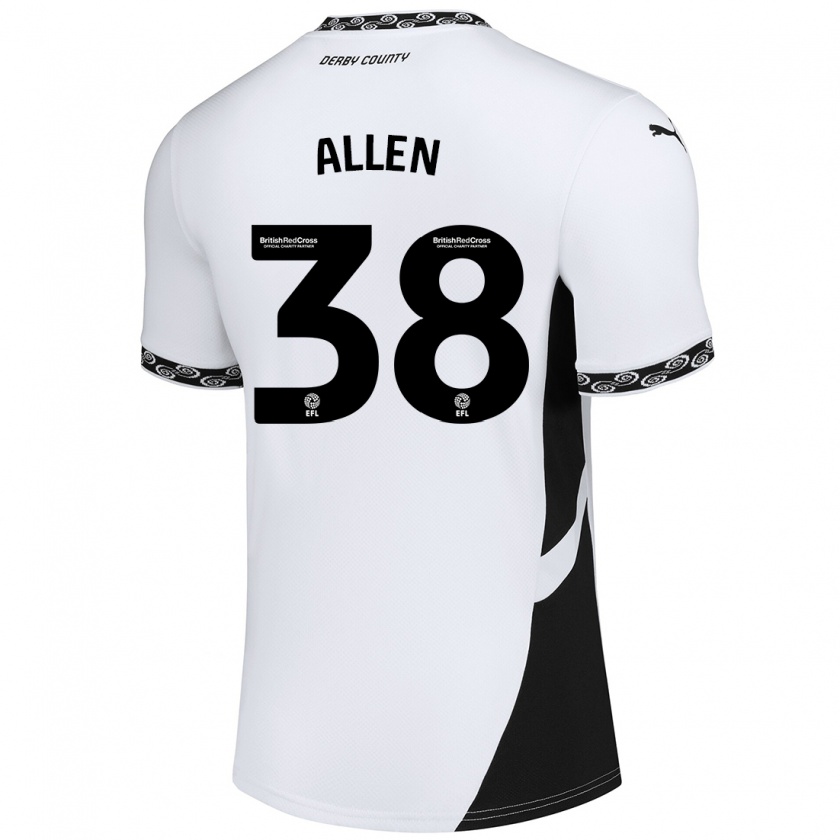 Kandiny Niño Camiseta Cruz Allen #38 Blanco Negro 1ª Equipación 2024/25 La Camisa Chile