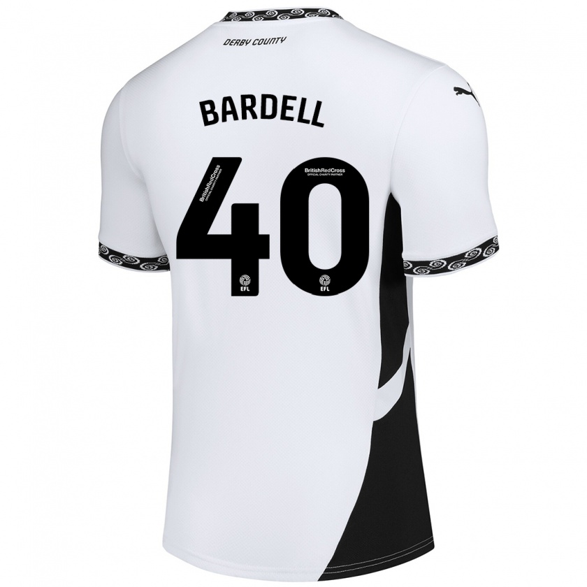 Kandiny Niño Camiseta Max Bardell #40 Blanco Negro 1ª Equipación 2024/25 La Camisa Chile