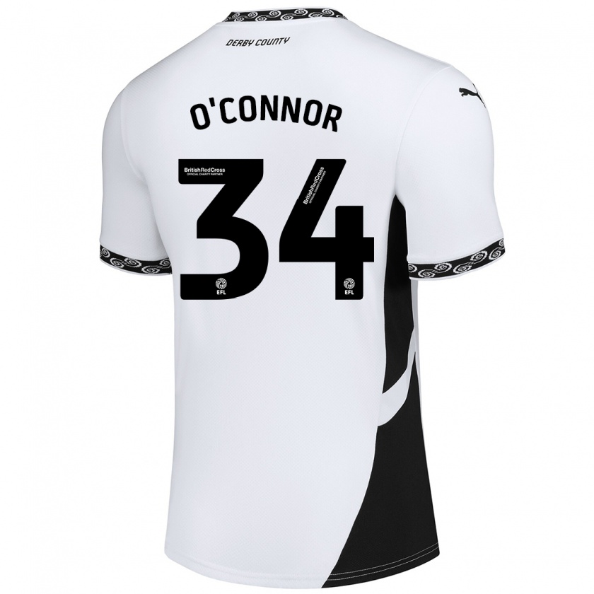 Kandiny Niño Camiseta Dolcie O'connor #34 Blanco Negro 1ª Equipación 2024/25 La Camisa Chile