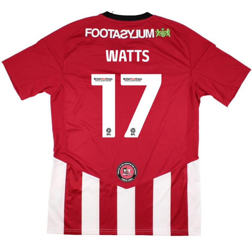 Kandiny Niño Camiseta Caleb Watts #17 Rojo Blanco 1ª Equipación 2024/25 La Camisa Chile