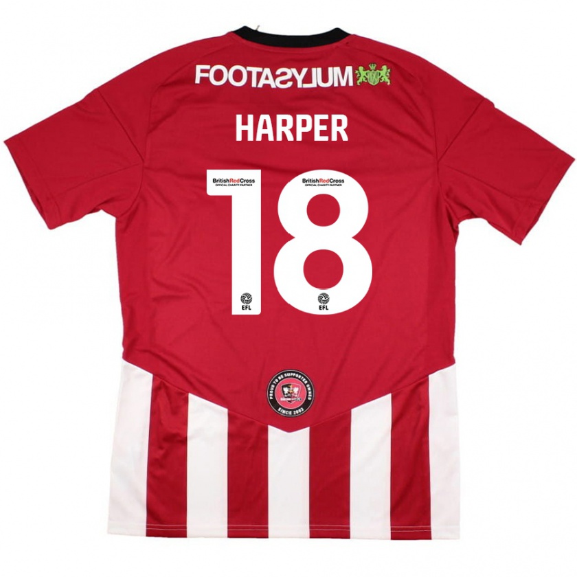 Kandiny Niño Camiseta Vincent Harper #18 Rojo Blanco 1ª Equipación 2024/25 La Camisa Chile