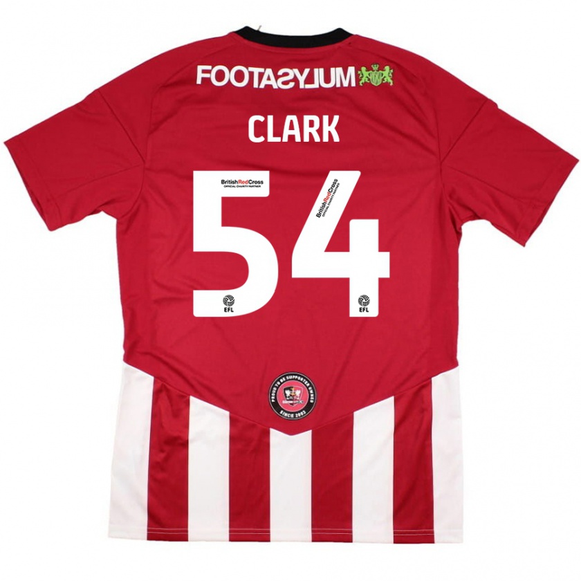 Kandiny Niño Camiseta Max Clark #54 Rojo Blanco 1ª Equipación 2024/25 La Camisa Chile