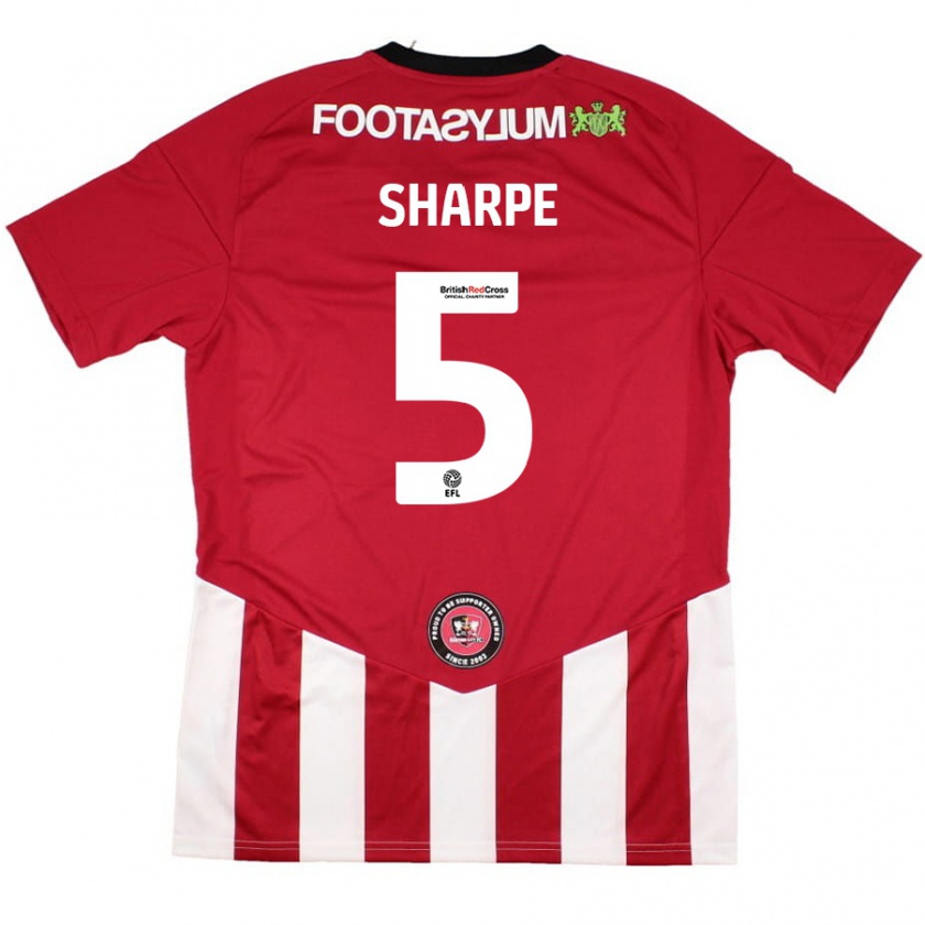 Kandiny Niño Camiseta Manfy Sharpe #5 Rojo Blanco 1ª Equipación 2024/25 La Camisa Chile