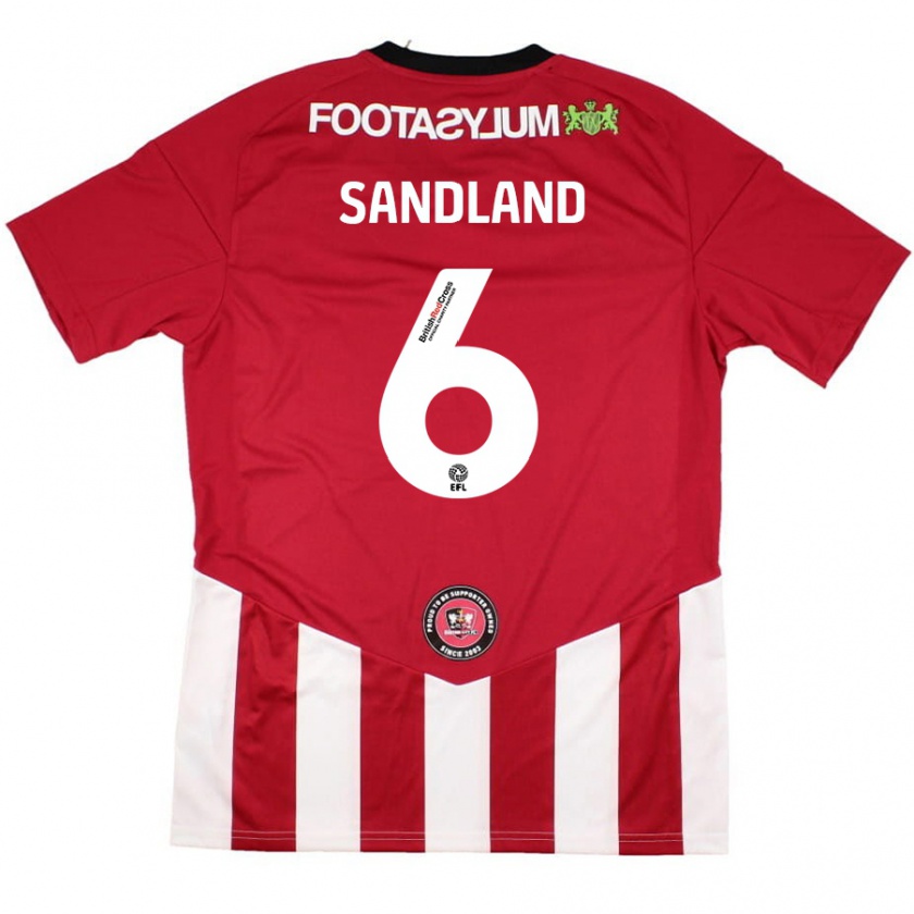 Kandiny Niño Camiseta Jess Sandland #6 Rojo Blanco 1ª Equipación 2024/25 La Camisa Chile