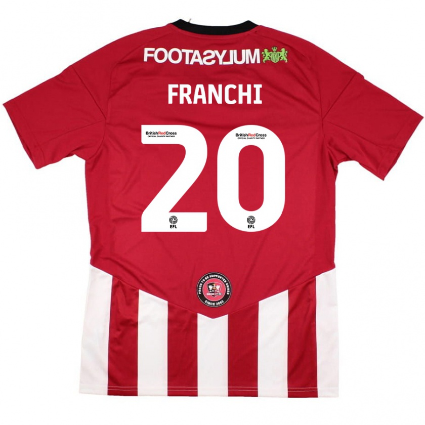 Kandiny Niño Camiseta Matilda Franchi #20 Rojo Blanco 1ª Equipación 2024/25 La Camisa Chile