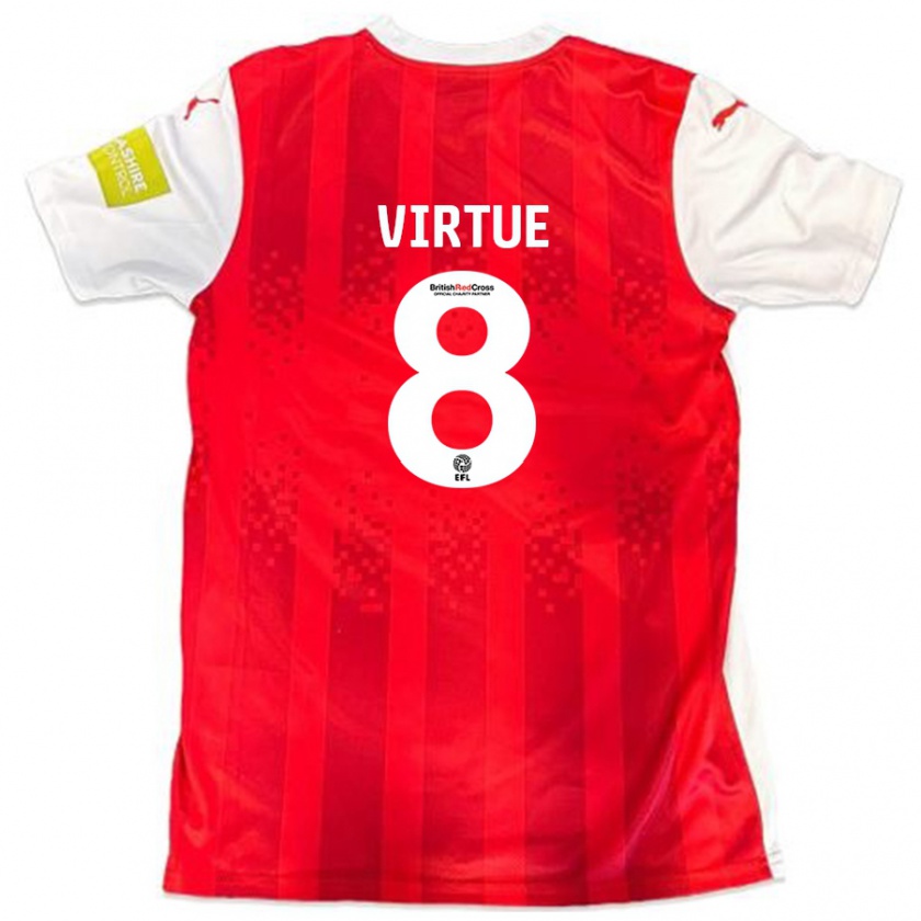 Kandiny Niño Camiseta Matty Virtue #8 Rojo Blanco 1ª Equipación 2024/25 La Camisa Chile