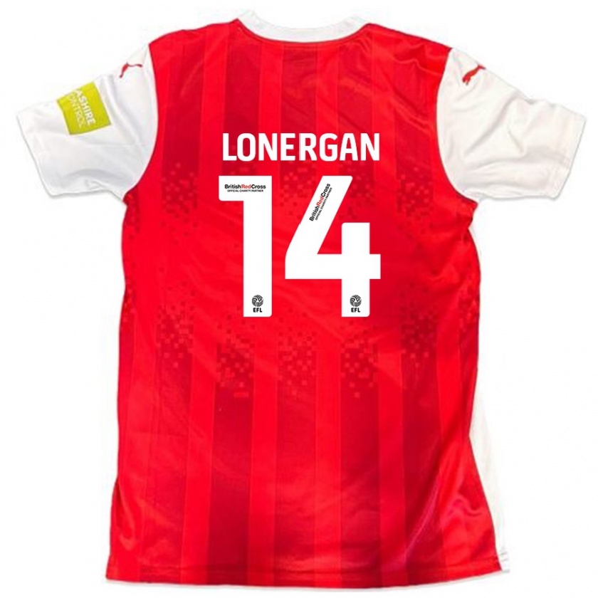 Kandiny Niño Camiseta Tommy Lonergan #14 Rojo Blanco 1ª Equipación 2024/25 La Camisa Chile