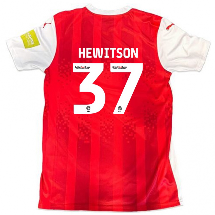 Kandiny Niño Camiseta Luke Hewitson #37 Rojo Blanco 1ª Equipación 2024/25 La Camisa Chile