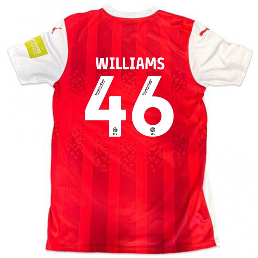 Kandiny Niño Camiseta Theo Williams #46 Rojo Blanco 1ª Equipación 2024/25 La Camisa Chile