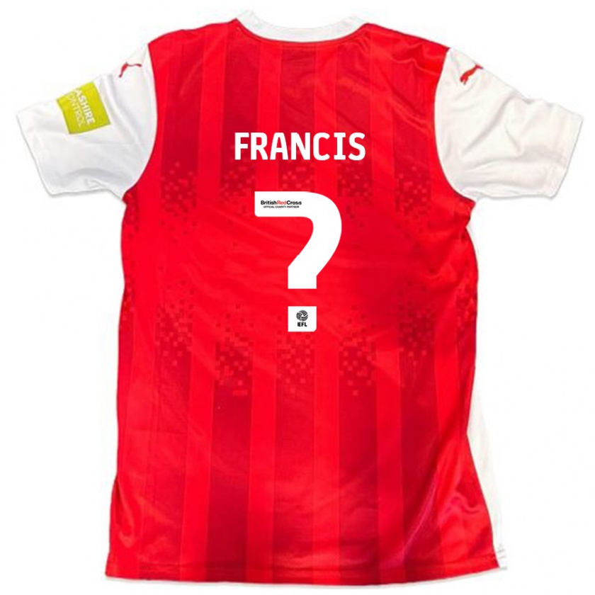 Kandiny Niño Camiseta Dannen Francis #0 Rojo Blanco 1ª Equipación 2024/25 La Camisa Chile