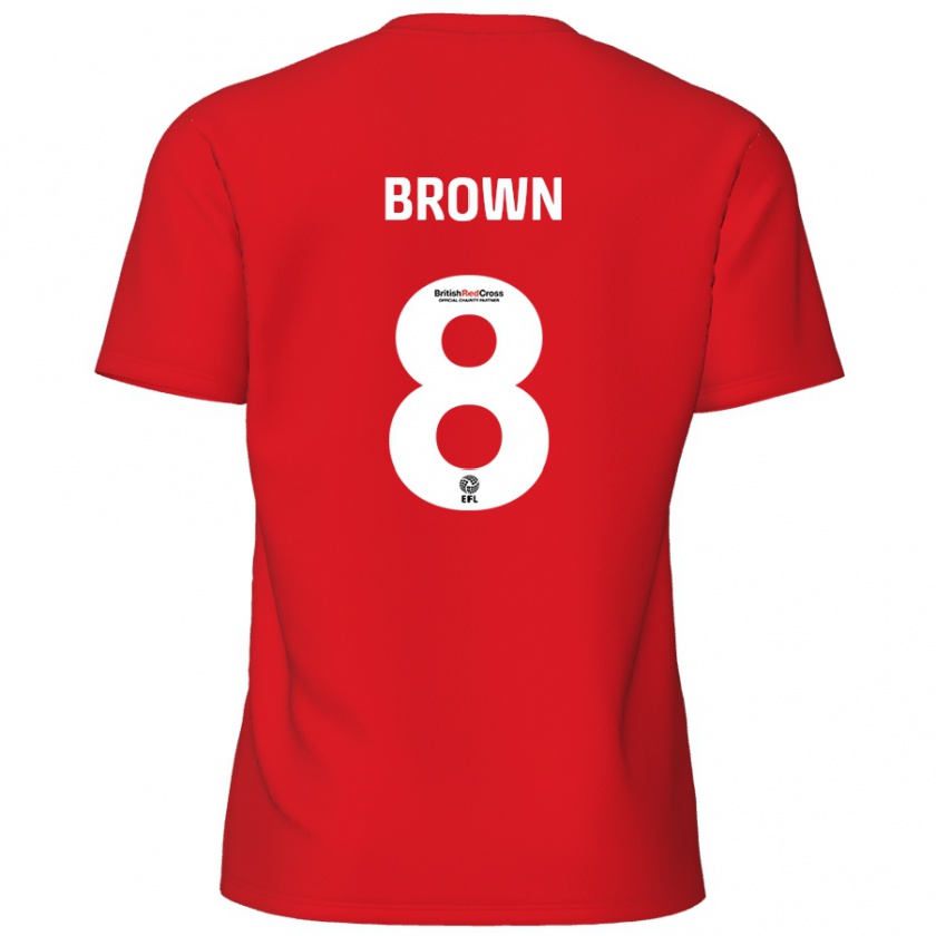 Kandiny Niño Camiseta Jordan Brown #8 Rojo 1ª Equipación 2024/25 La Camisa Chile