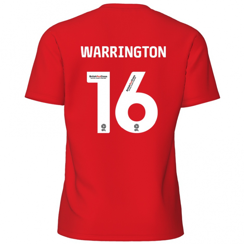 Kandiny Niño Camiseta Lewis Warrington #16 Rojo 1ª Equipación 2024/25 La Camisa Chile