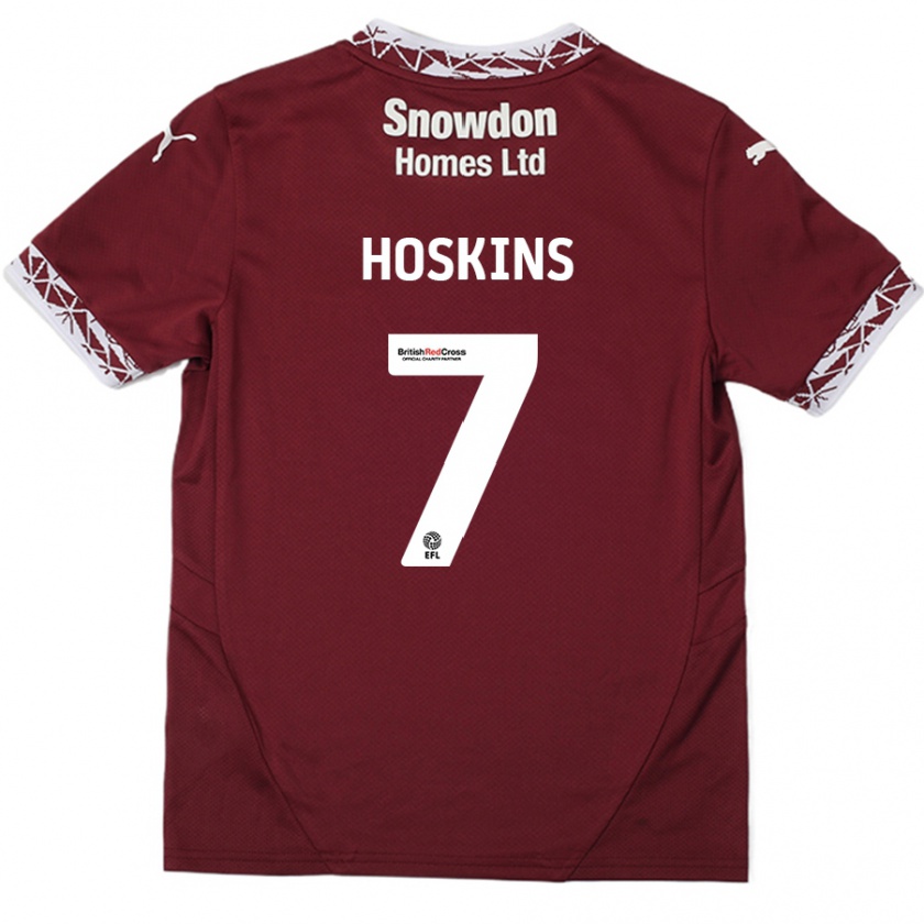 Kandiny Niño Camiseta Sam Hoskins #7 Borgoña 1ª Equipación 2024/25 La Camisa Chile