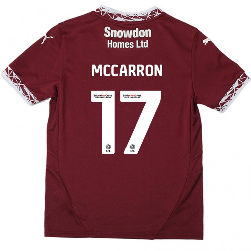 Kandiny Niño Camiseta Liam Mccarron #17 Borgoña 1ª Equipación 2024/25 La Camisa Chile