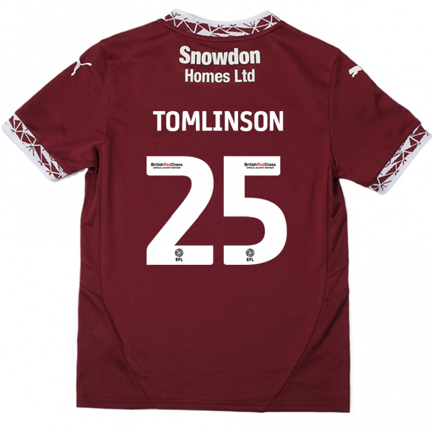 Kandiny Niño Camiseta Josh Tomlinson #25 Borgoña 1ª Equipación 2024/25 La Camisa Chile