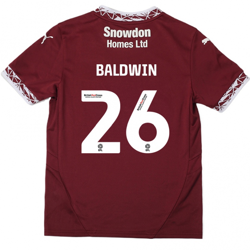 Kandiny Niño Camiseta Jack Baldwin #26 Borgoña 1ª Equipación 2024/25 La Camisa Chile