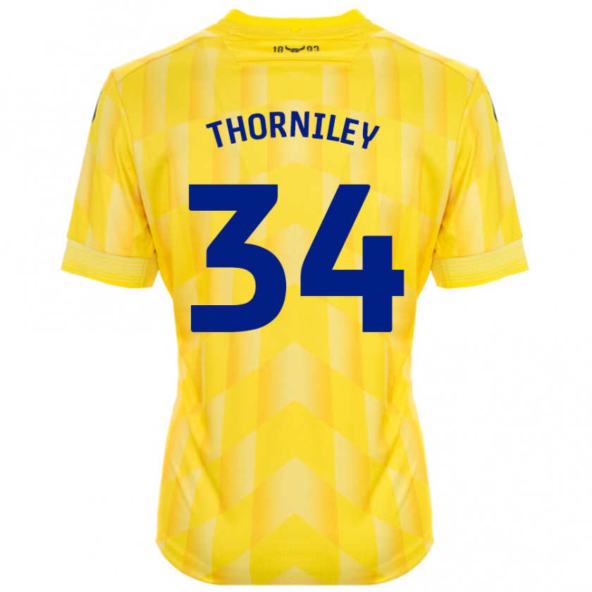 Kandiny Niño Camiseta Jordan Thorniley #34 Amarillo 1ª Equipación 2024/25 La Camisa Chile